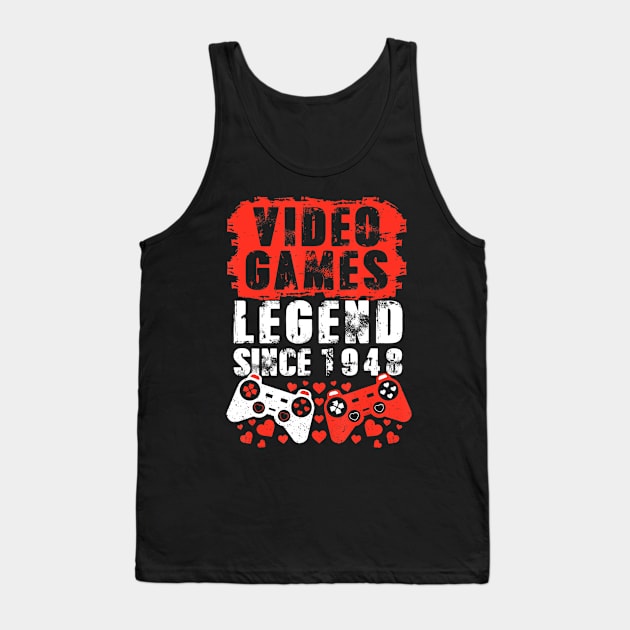 Gaming 1948 Birthday Video Games Birthday Gamer Tank Top by Zak N mccarville